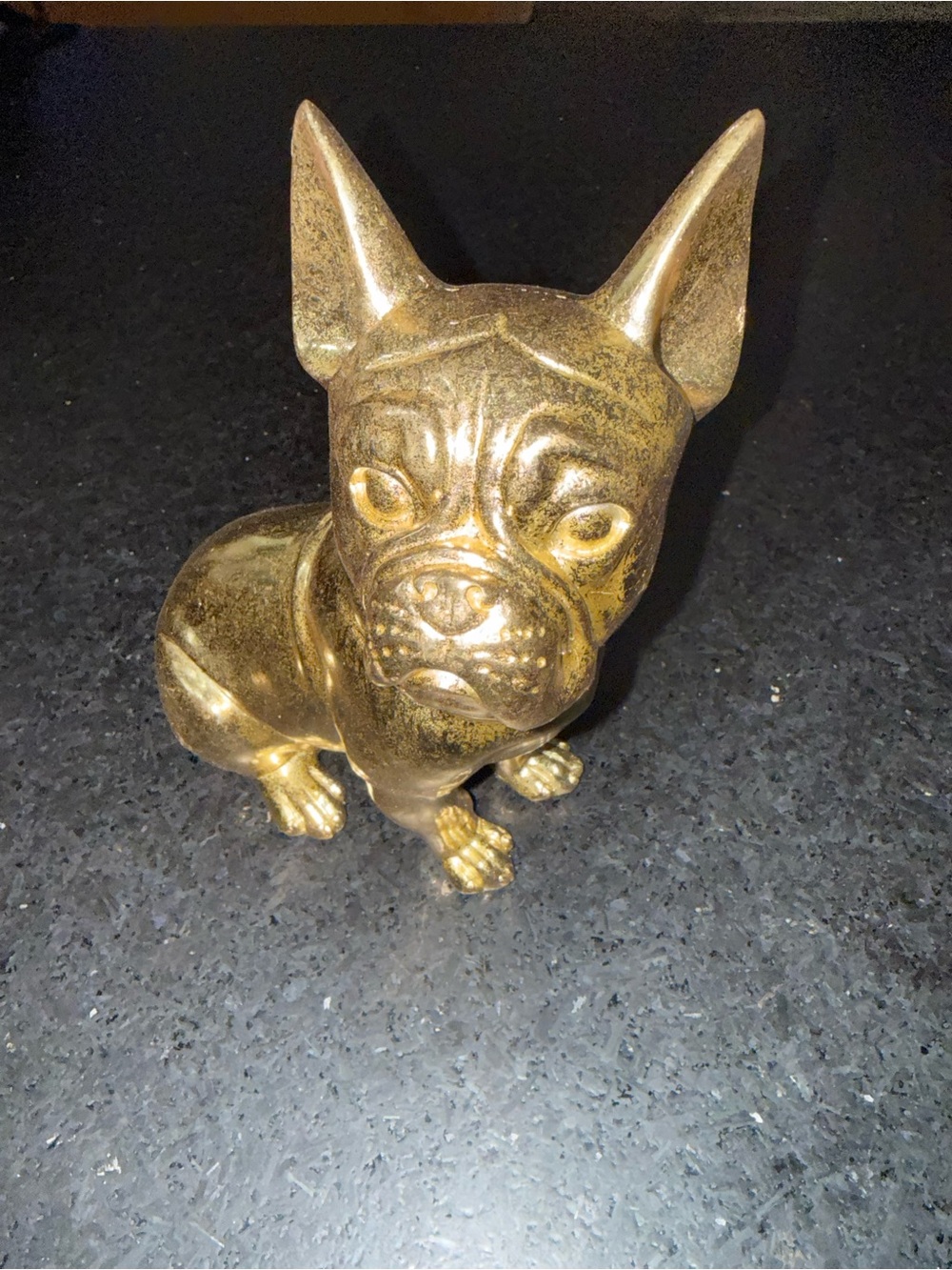 NEW Gold French Bulldog FRENCHIE Figurine Statue Accent for Home Decor 10x7”